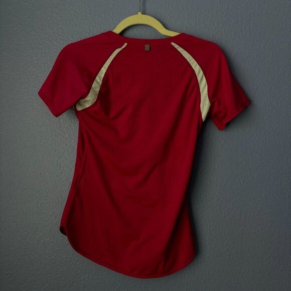 Women's Nike Dri-Fit Running Shirt Short Sleeve Tee Pink White Stripe Small GUC - Picture 4 of 6